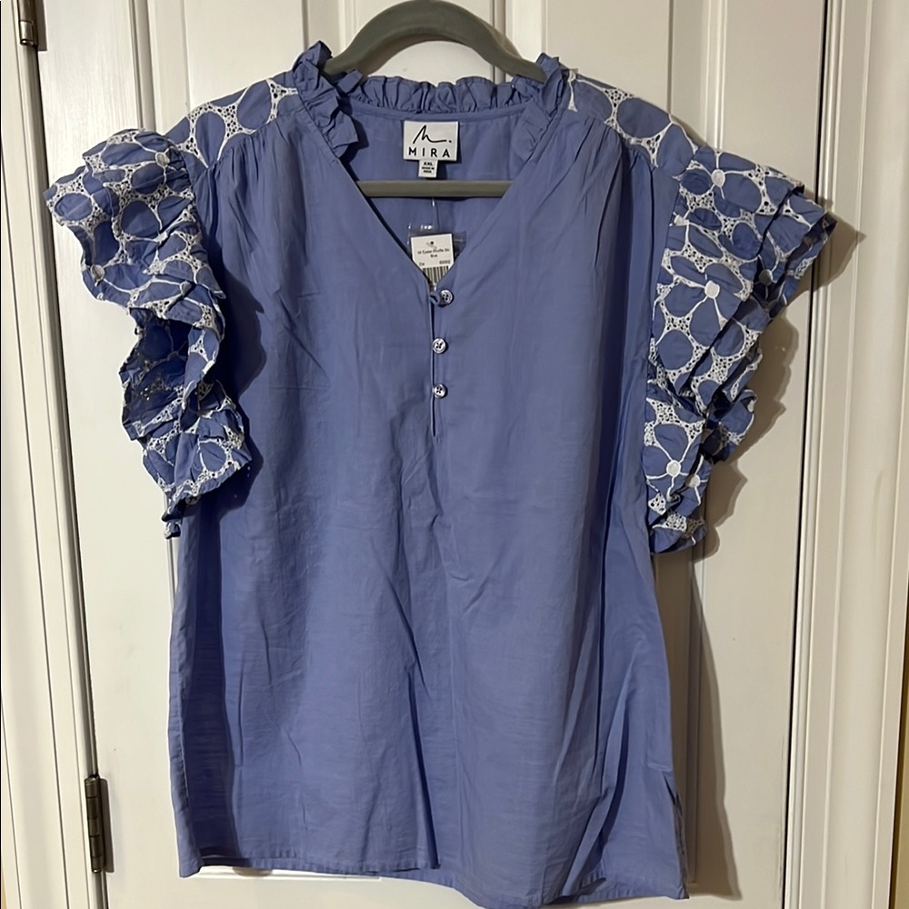 Mira stunning ruffle shirt with tags brand new XXL